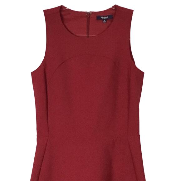 Madewell Adore Sleeveless Fit and Flare Dress Brick Burgundy Dark Red sz 0 - Picture 8 of 16